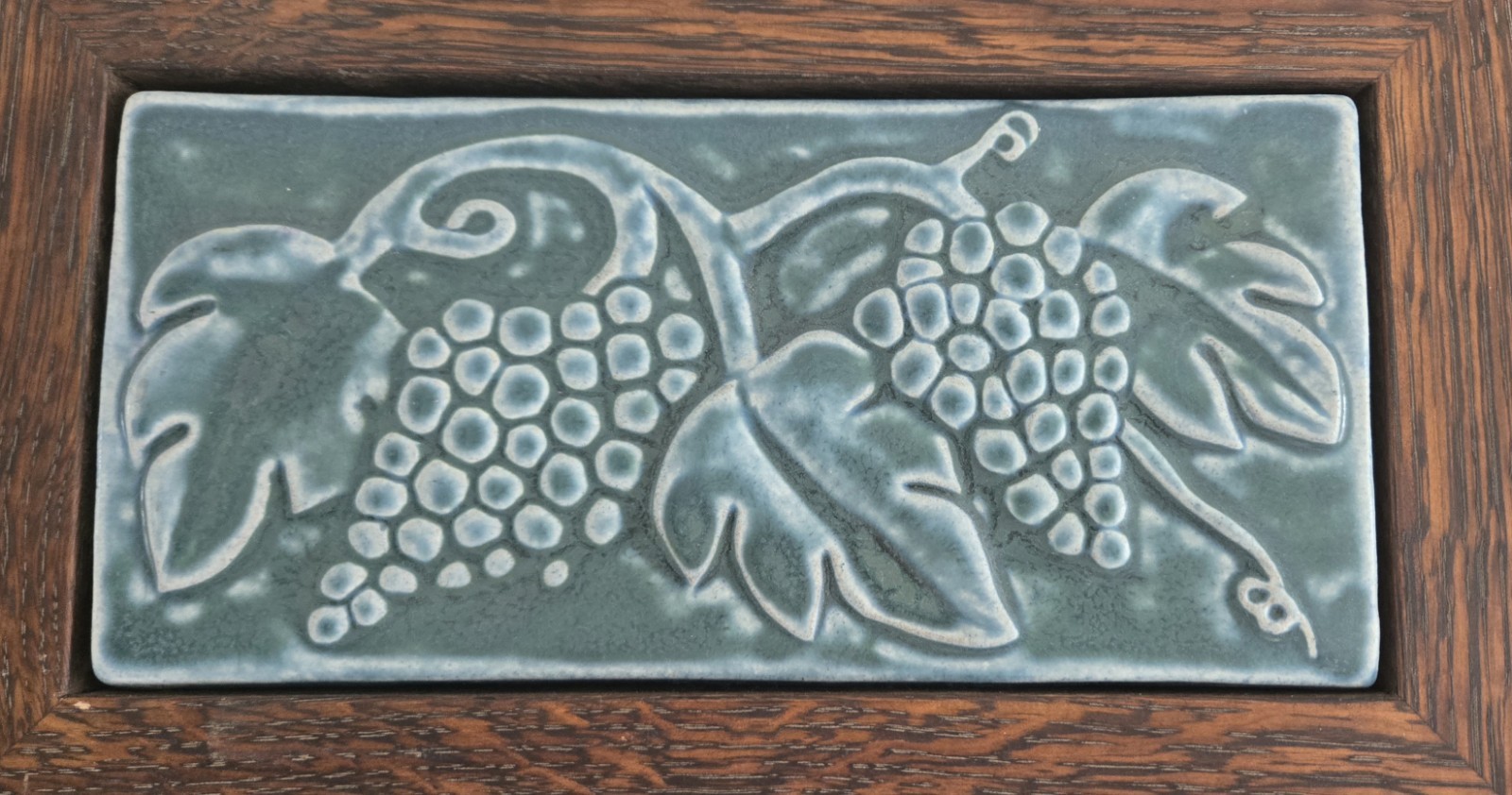 Vtg Pewabic Art Pottery Grape Vine Tile Arts & Crafts Craftsman Mission Framed