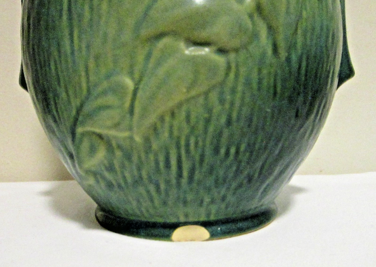 Roseville Pottery 8” VASE Clematis, Forest Green 108-8