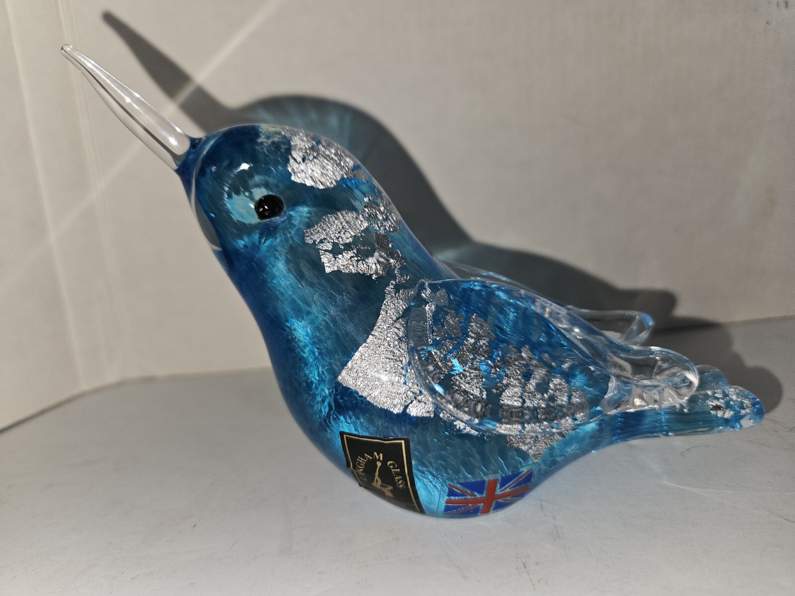 HTF Langham England Paul Miller Signed 5″ Hand-Made Art Glass Hummingbird