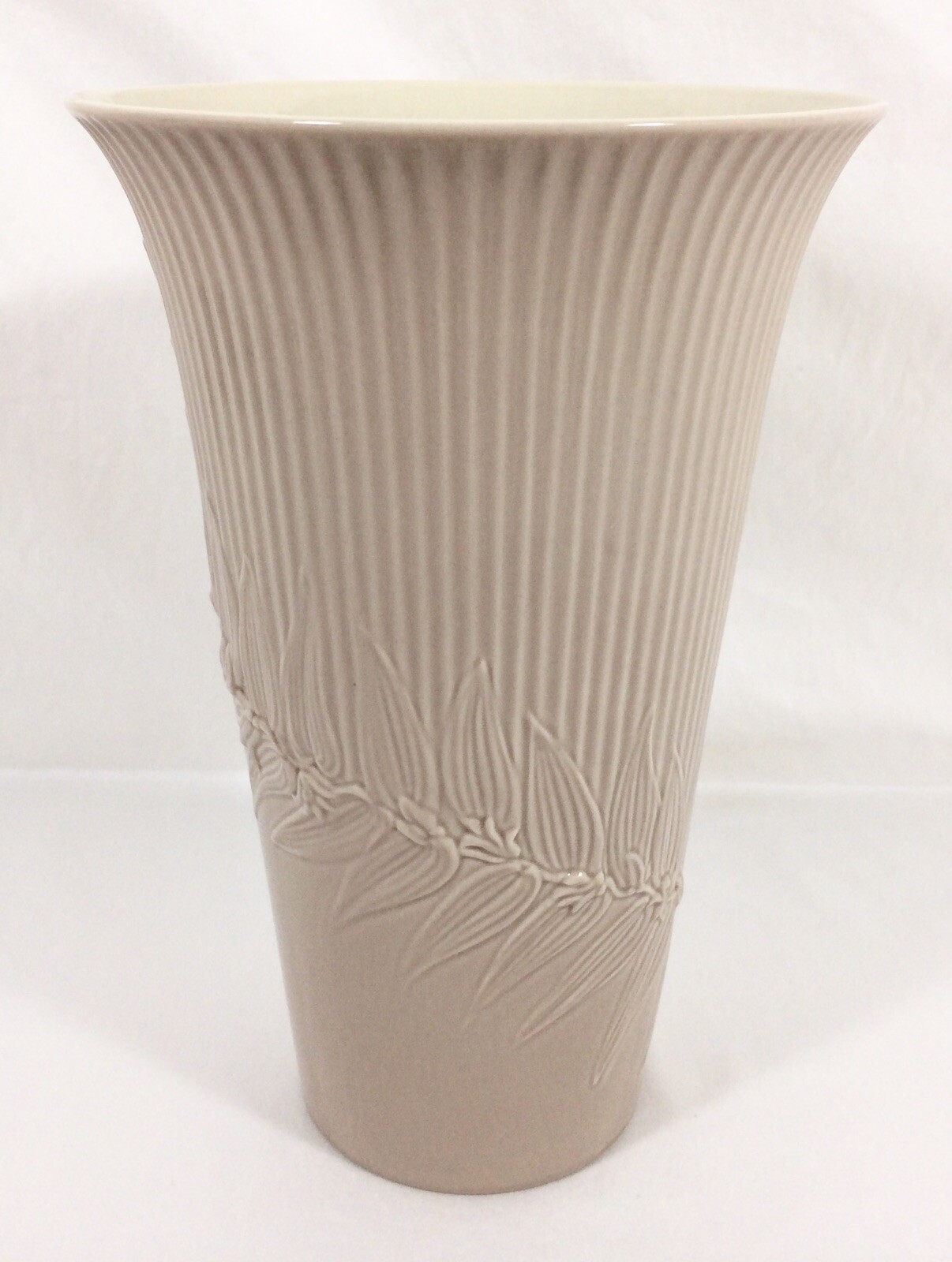 LENOX Natures Impression Woodland Leaves Embossed Vase 10″ Tall Vtg RARE NWOT