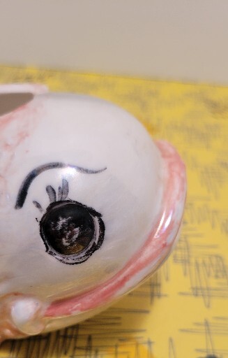 Vtg Ceramic Fish Pink Luster Wall Pocket/planter. Hand Crafted. Pls See Photos