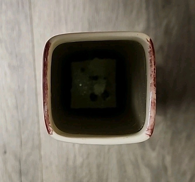 Atomic Burst Ceramic Vase Vtg Abstract Dp Red Starburst Spongeware Signed/dated