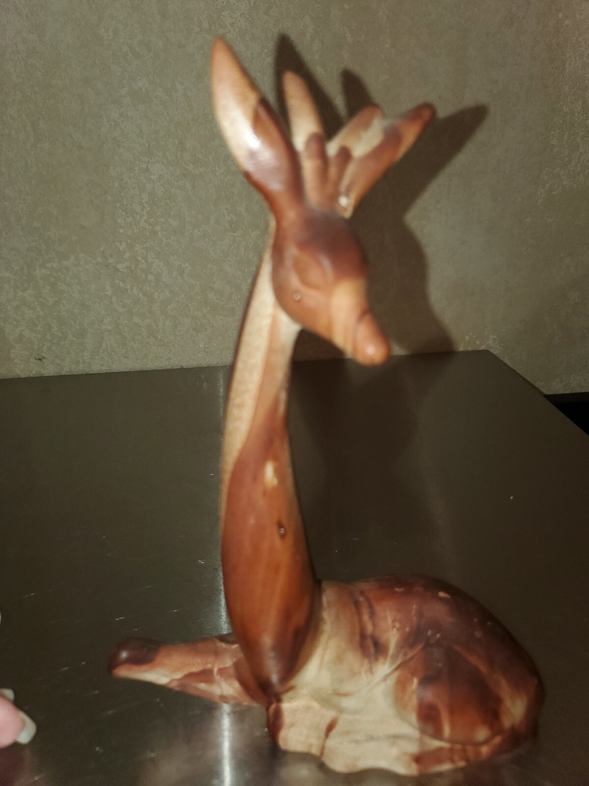 Vintage Giraffe Figurine Brown Swirl Pottery Clay Ceramic 7″ Glacier Park