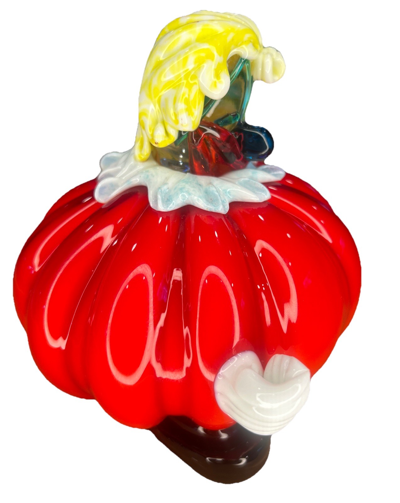 Vtg Murano Glass Fat Clown Pumpkin Shaped Figurine Hand Blown 1.8lbs 5.5” Tall