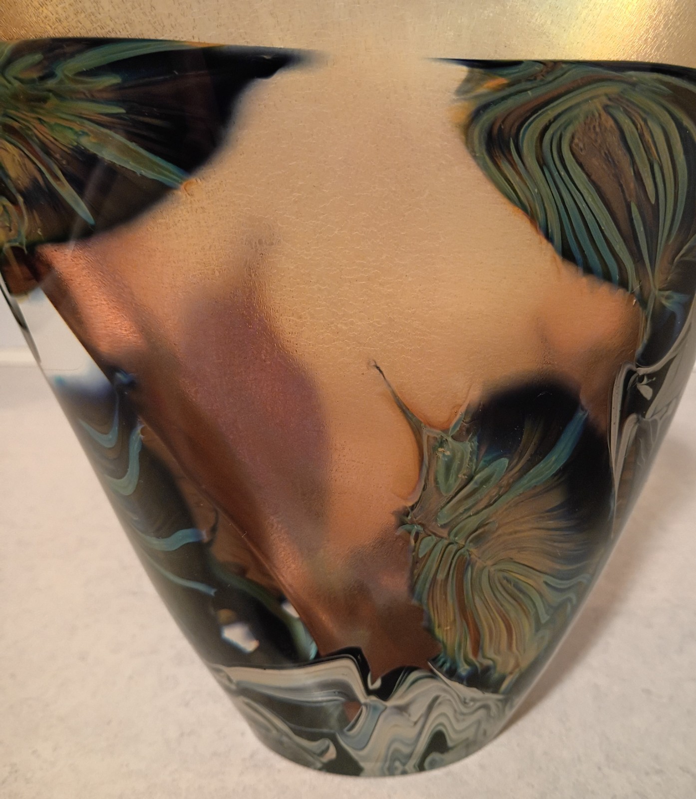 Vintage 1991 Signed Lotton Organic 7.5″ Art Glass Vase