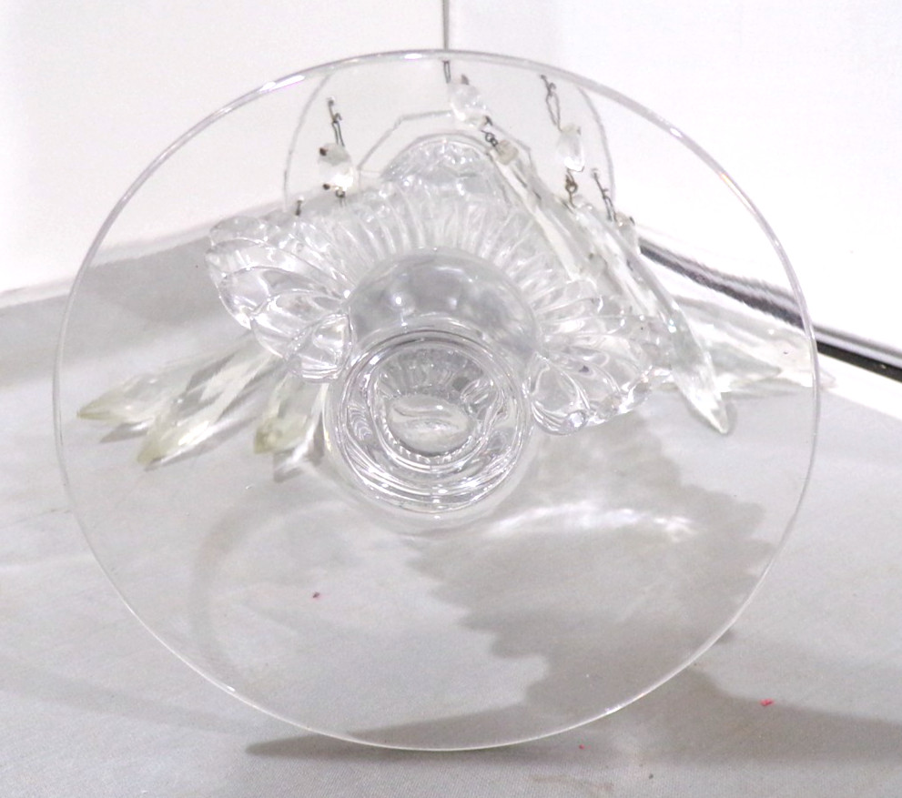 Vintage Fostoria Flame Plume Baroque Feather Candle Holder 8 Prisms