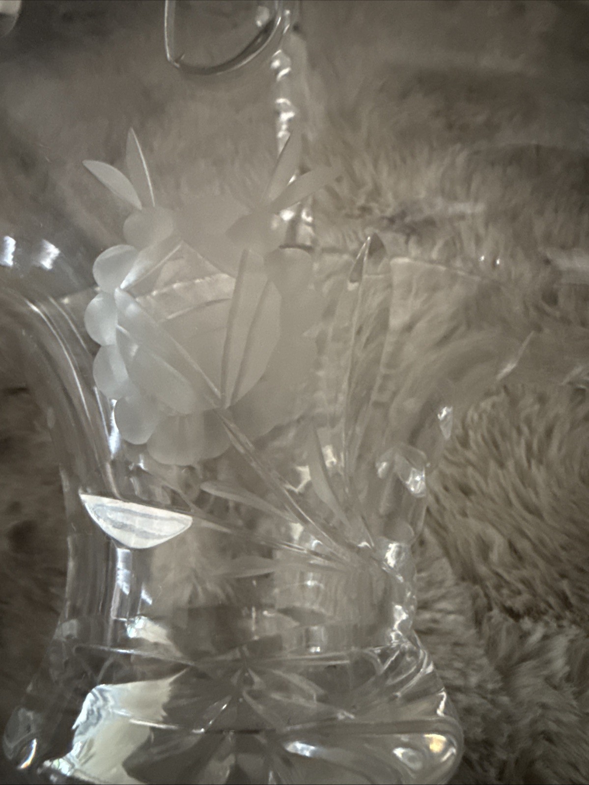 Vintage Wheel Cut Crystal Small Brides Basket With Pinched Edges