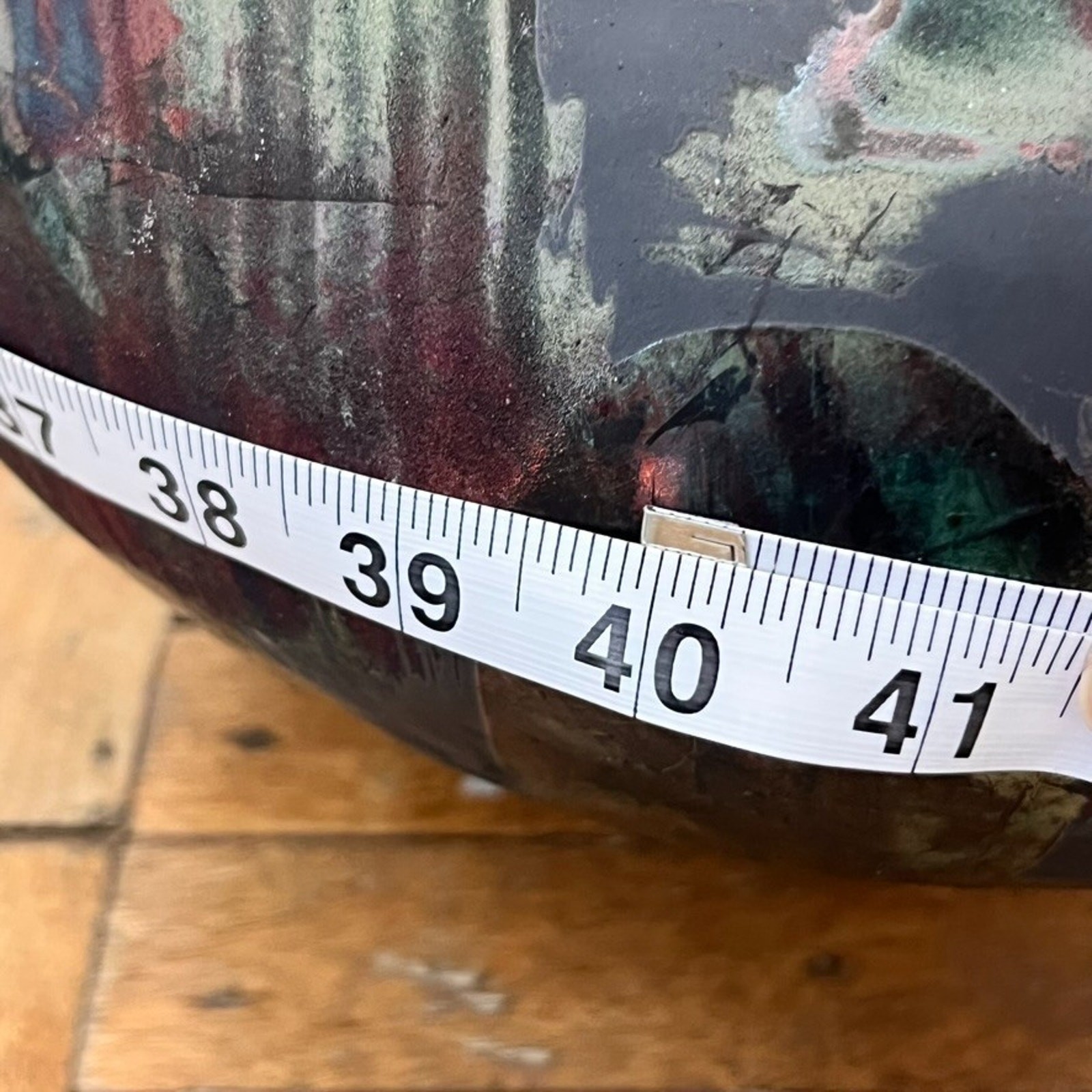 Vintage Globe Abstract Vase Metallic Raku Handcrafted 11″ Artist Signed