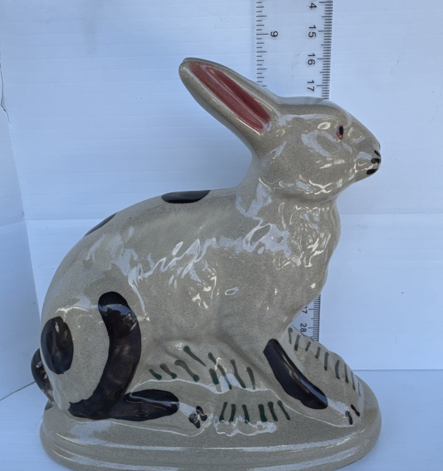 BBP Beaumont Pottery Hand Painted Ceramic 6” Bunny Rabbit Vintage Folk Art