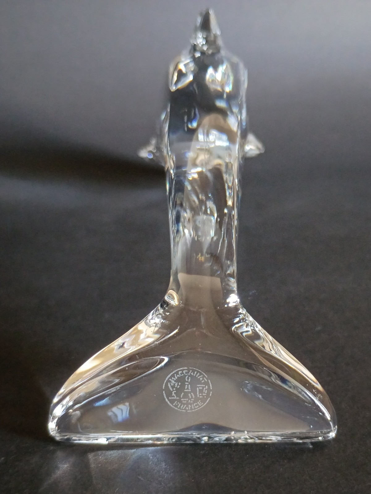 Vtg Baccarat 6.5″ Playing Dolphin Lead Crystal Figurine Hallmarked Discontinued