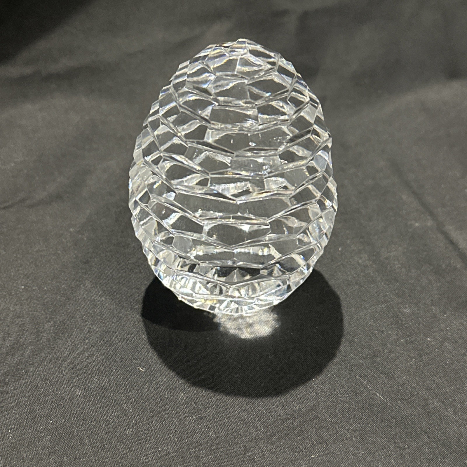 Vintage Ireland Faceted Cut Crystal Egg Paperweight Heavy Over 30% Lead BEAUTY