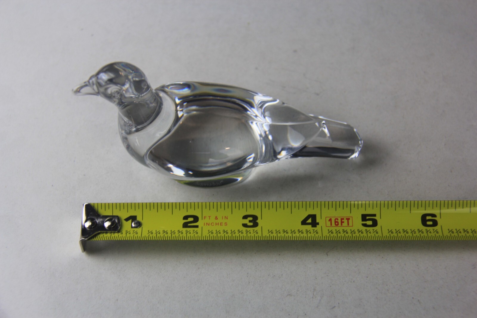 BACCARAT Figurine France Clear Crystal Turtle Dove Bird Paperweight Signed