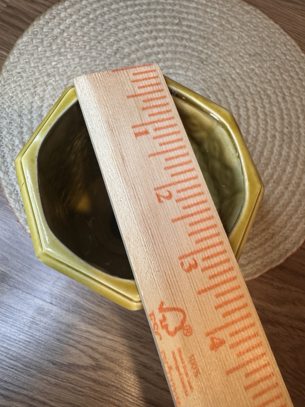 Vintage Relpo 5960 Ceramic Planter MCM Geometric Chartreuse And White 7”