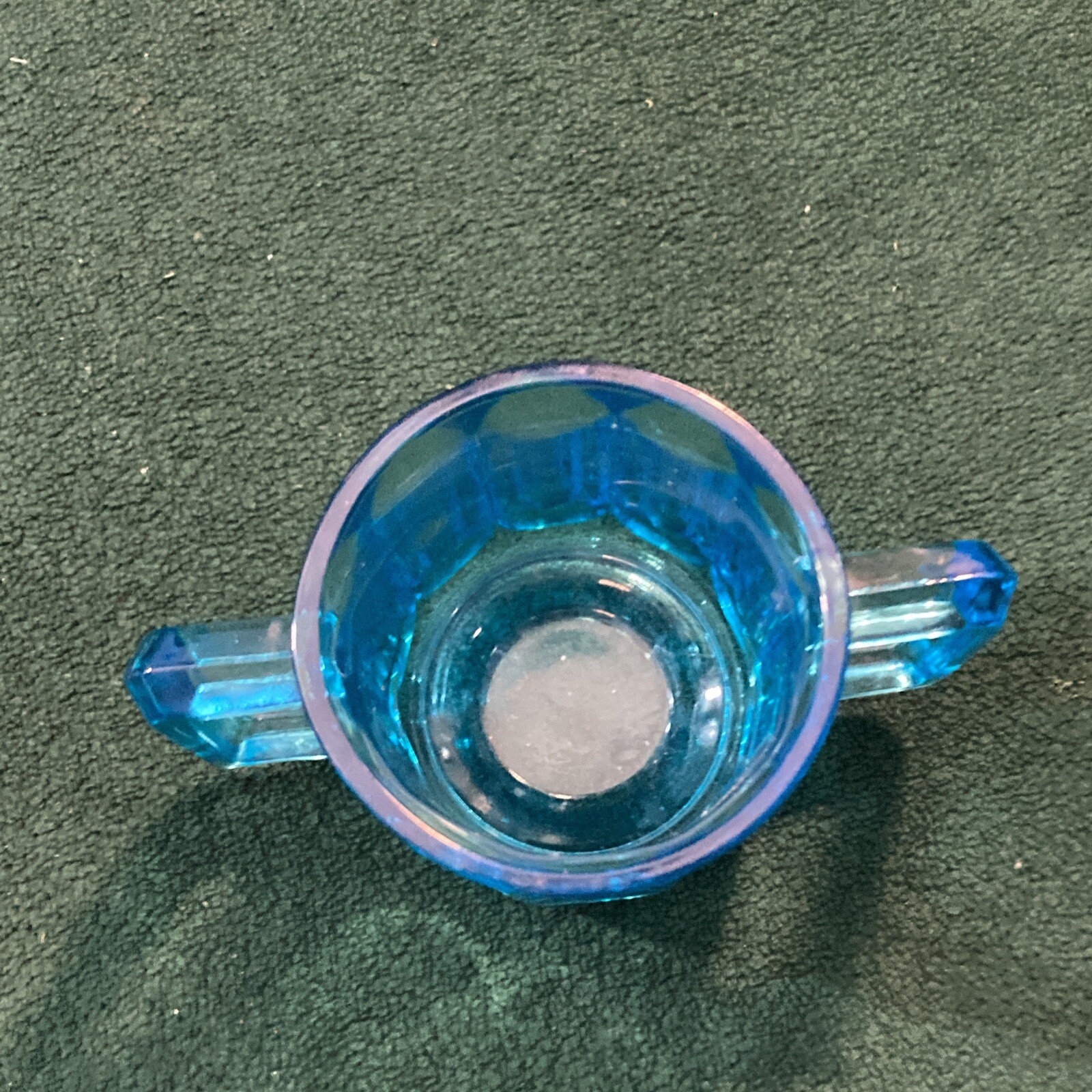 Vintage Sapphire Blue Trophy Vase Cup Double Handles Glass
