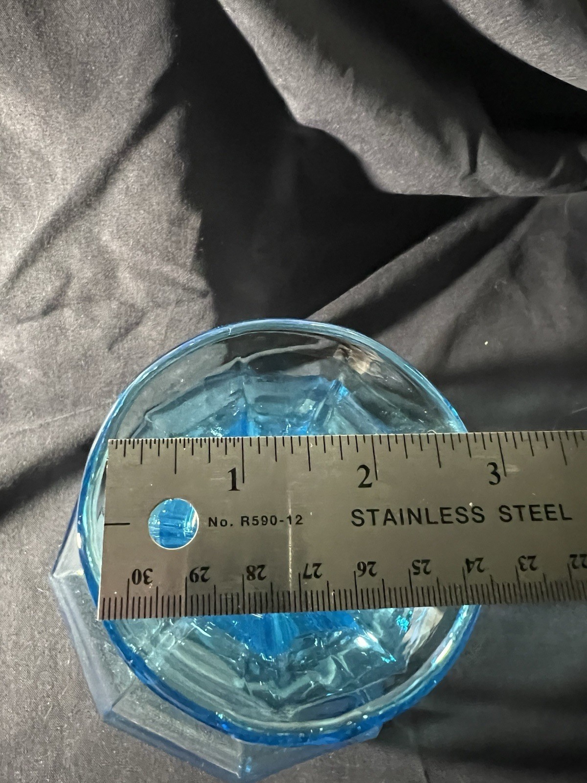 Vintage Tiara Indiana Glass Colonial Water Bottle Horizon Blue Vase 8”