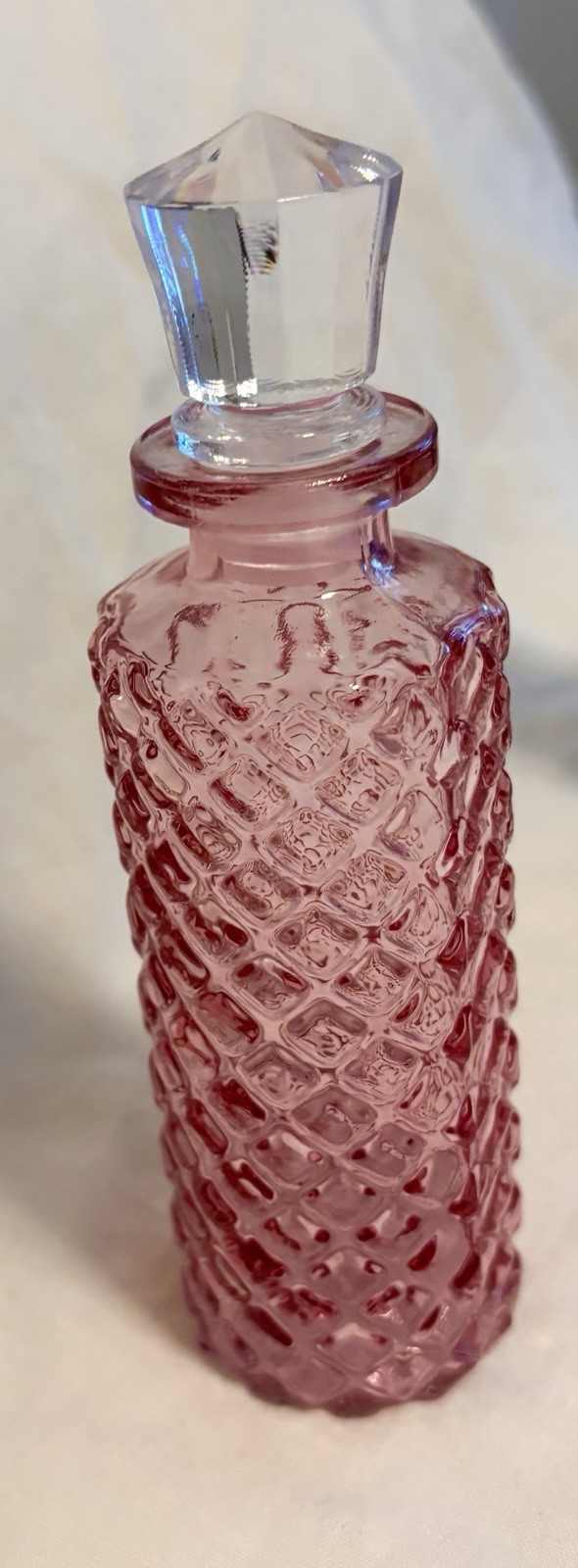 Decorative Pebble Pink Glass Bottle Decanter With a cut glass Stopper NEW