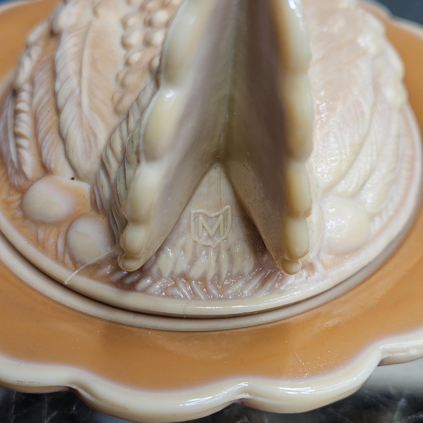 Mosser Caramel Chocolate Slag Glass Hen On Nest