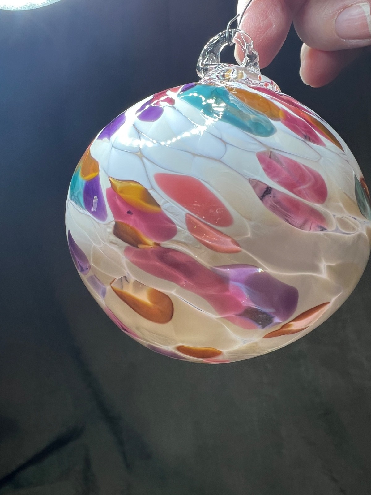 Hand-Blown Multi-Color Round Art Glass Christmas Ornament