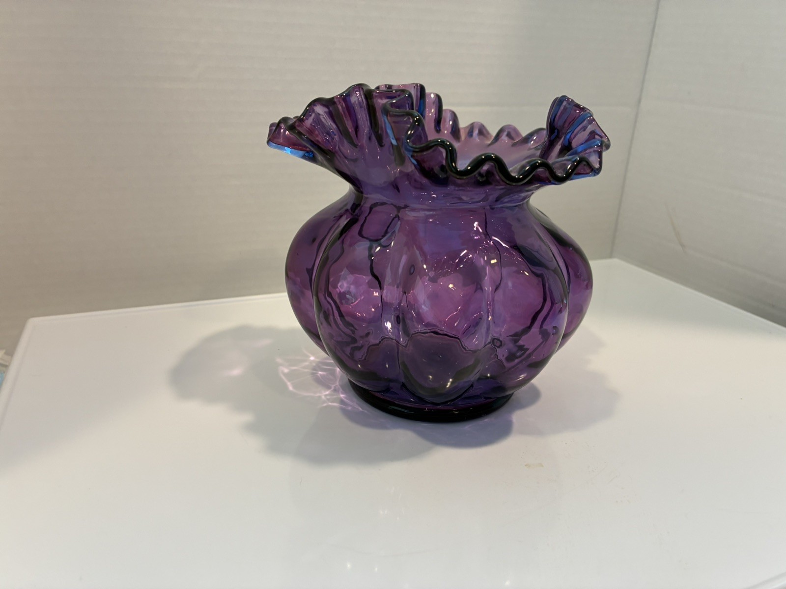 Fenton Mulberry Purple Ruffled Vase