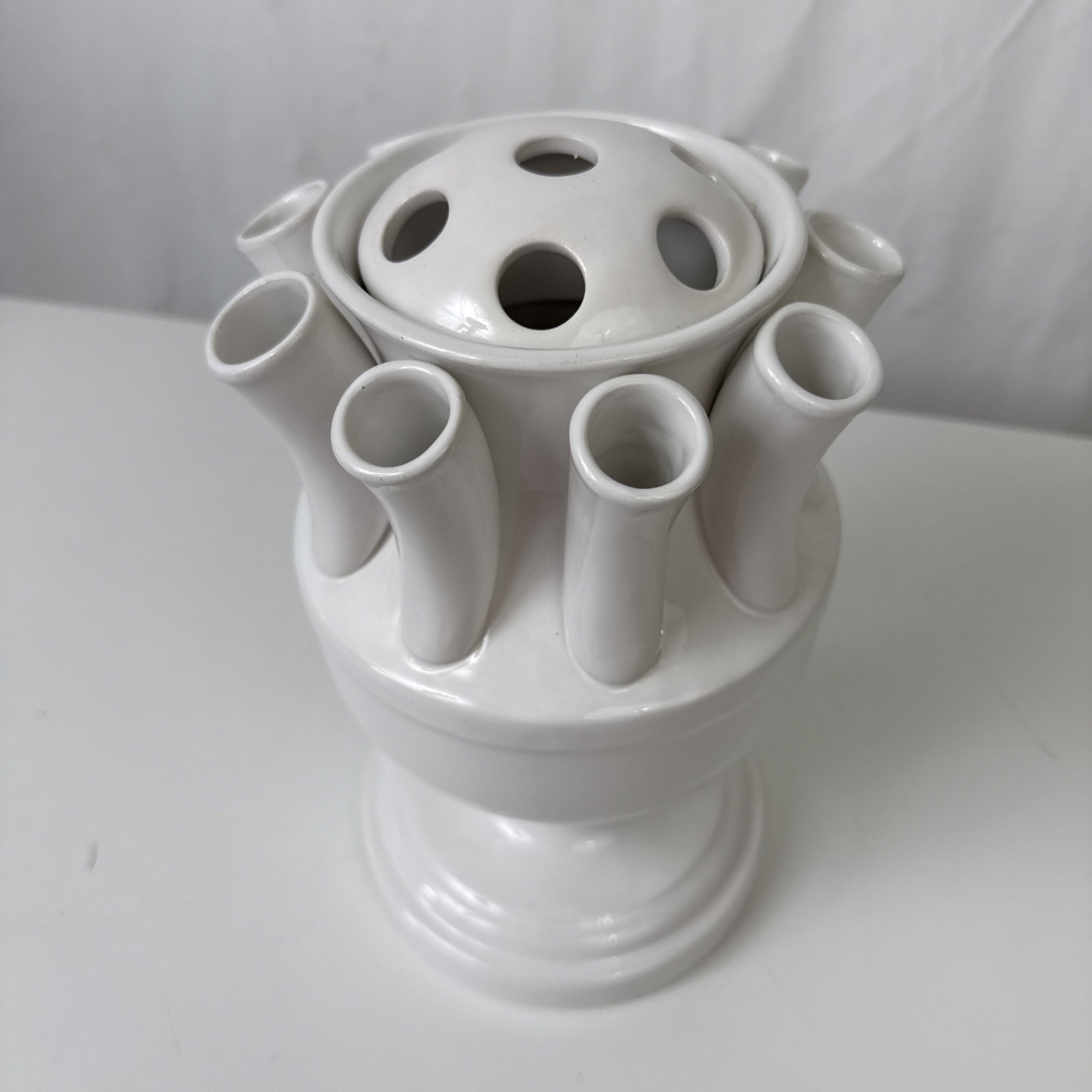 Abigails China White Ceramic Tulipiere Vase, 11.5″ Tall X 7″ Diameter