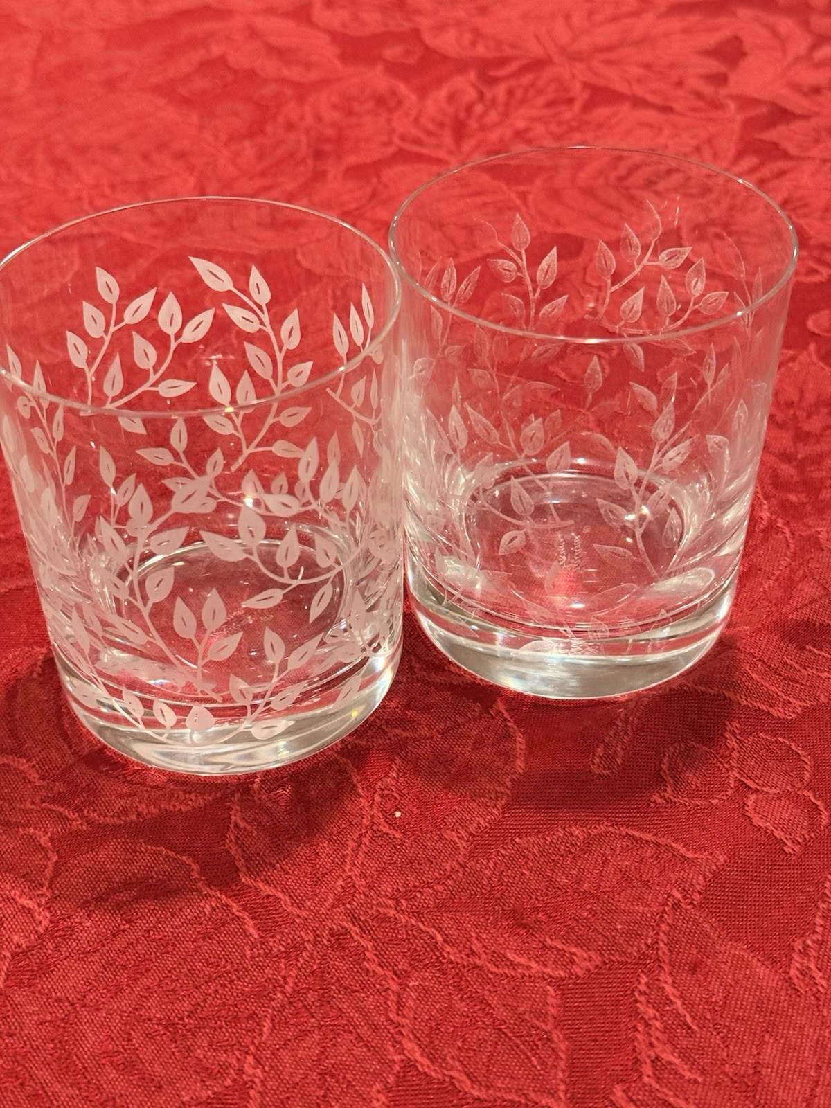 Exquisite Lalique France Liane Double Old Fashioned Crystal Glasses Pair Signed