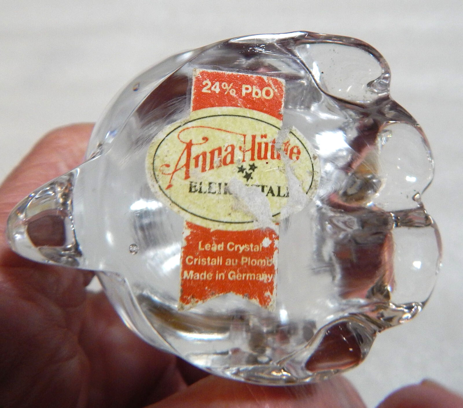 Dog Paperweight Vintage Germany 24% Lead Crystal Labeled