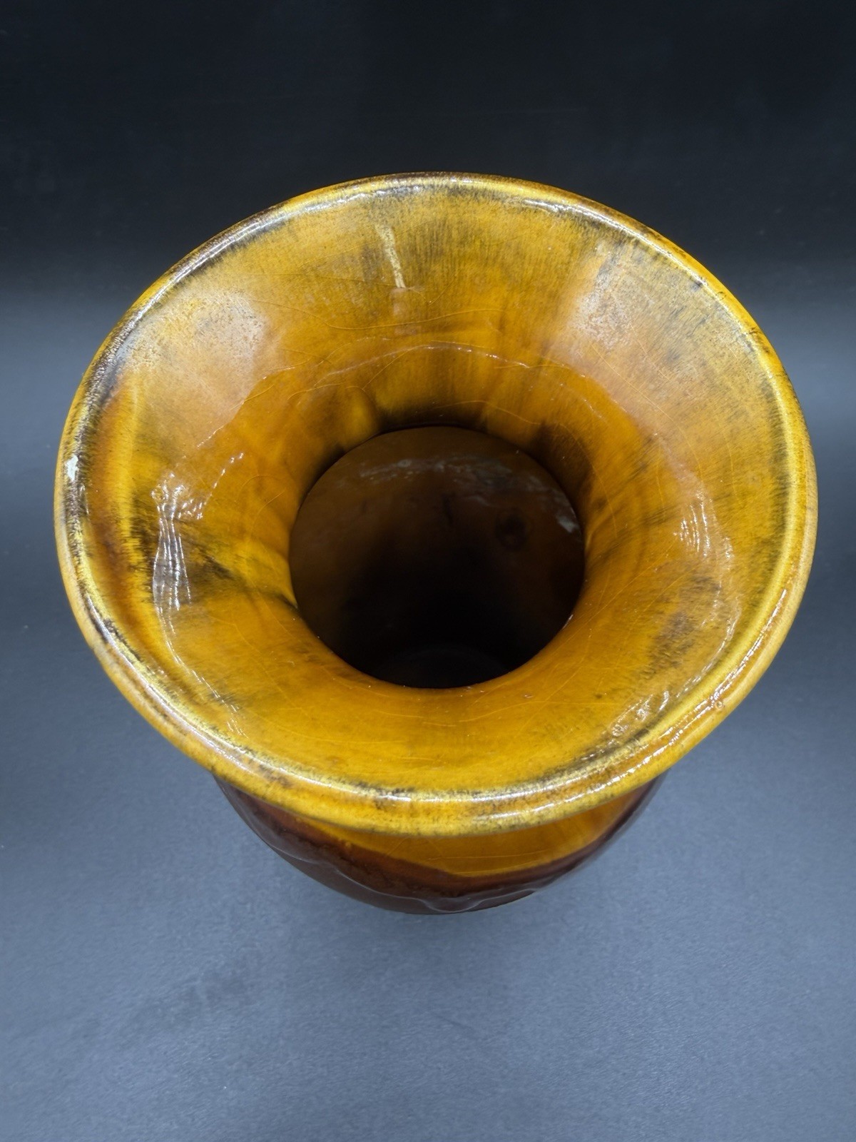 Vtg Royal Haeger Vase With Flair Rim Earth Wrap Gold Rust Brown 8×5