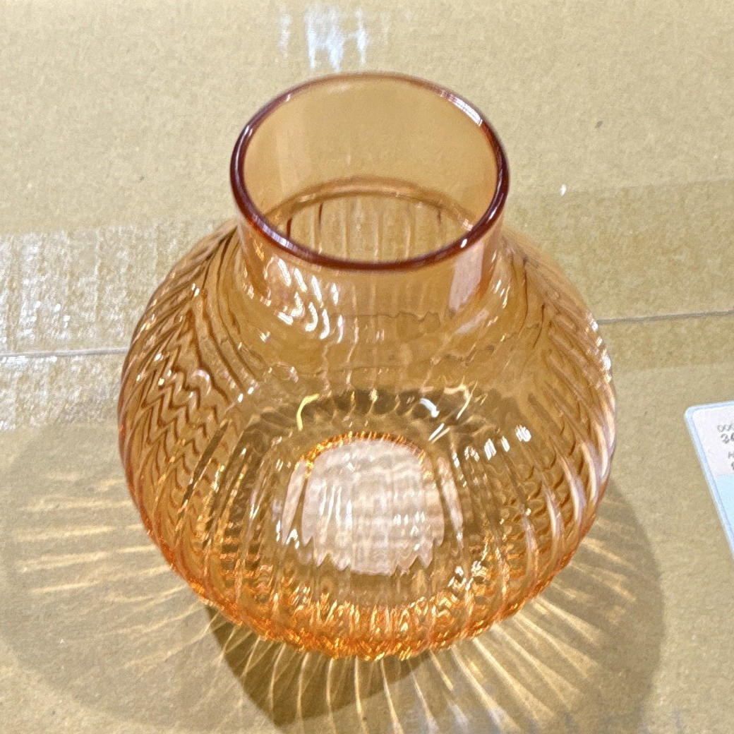 (4) Room Essentials orange Glass Ribbed Textured Watertight Vase
