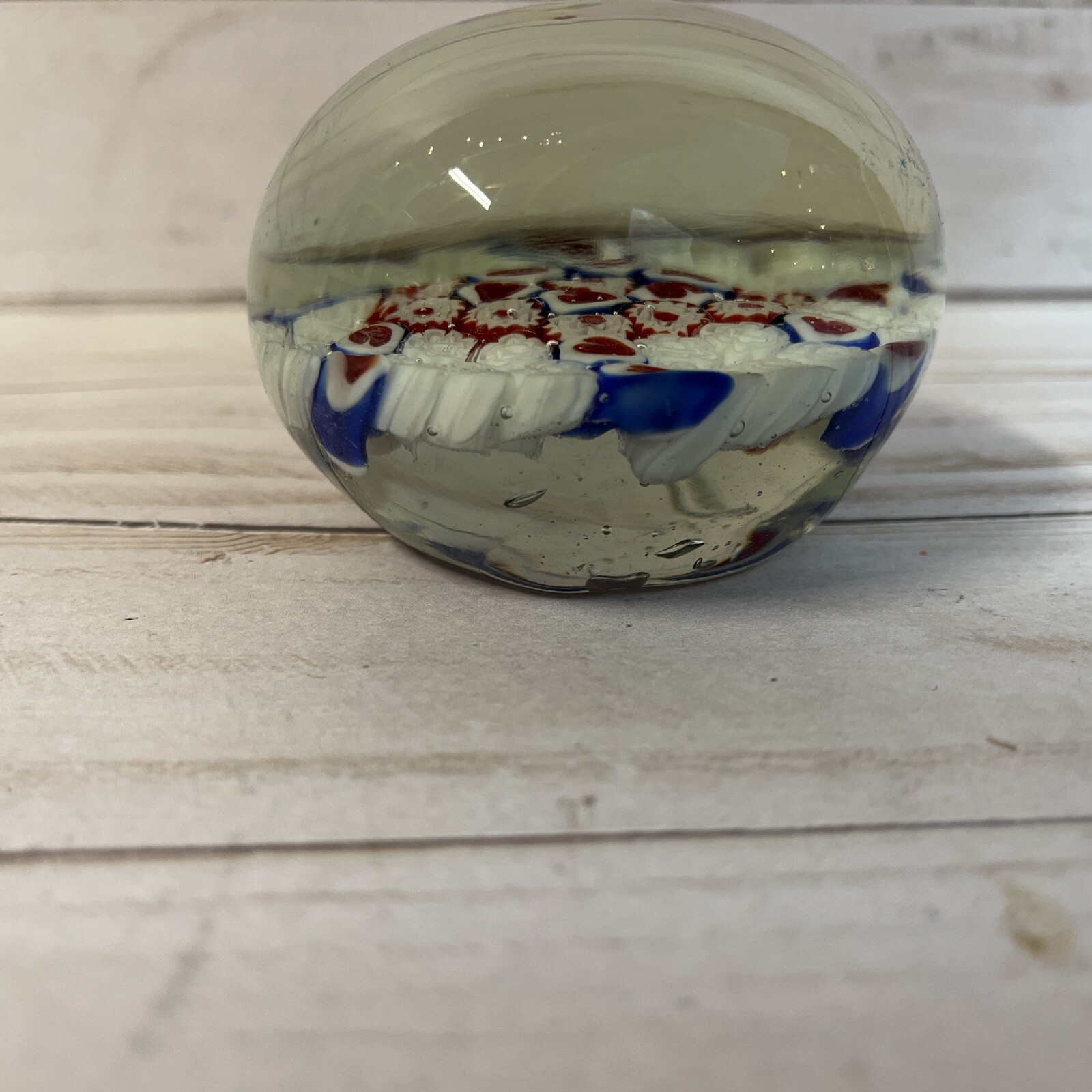 MURANO Millefiori Art Glass Multi Color Paperweight Flowers Weight 1 Pound Italy