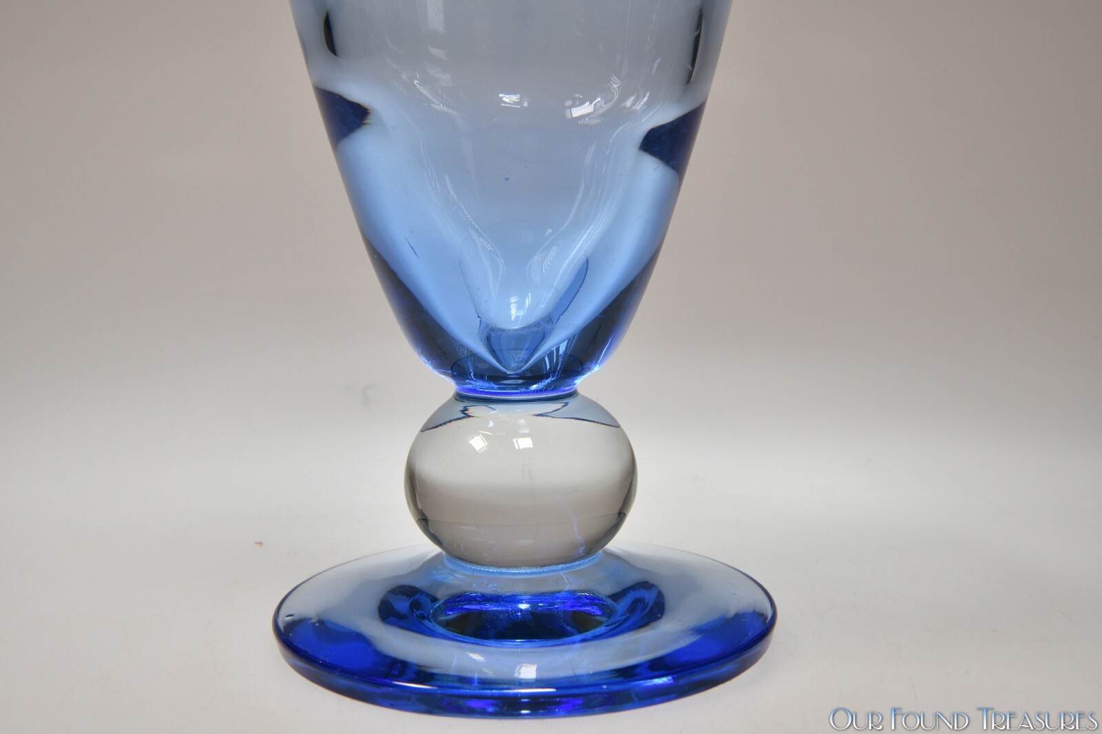 1940 – 1951 SWEDISH MODERN CRYSTAL by Tiffin COPEN BLUE 10” H Tear Drop Vase