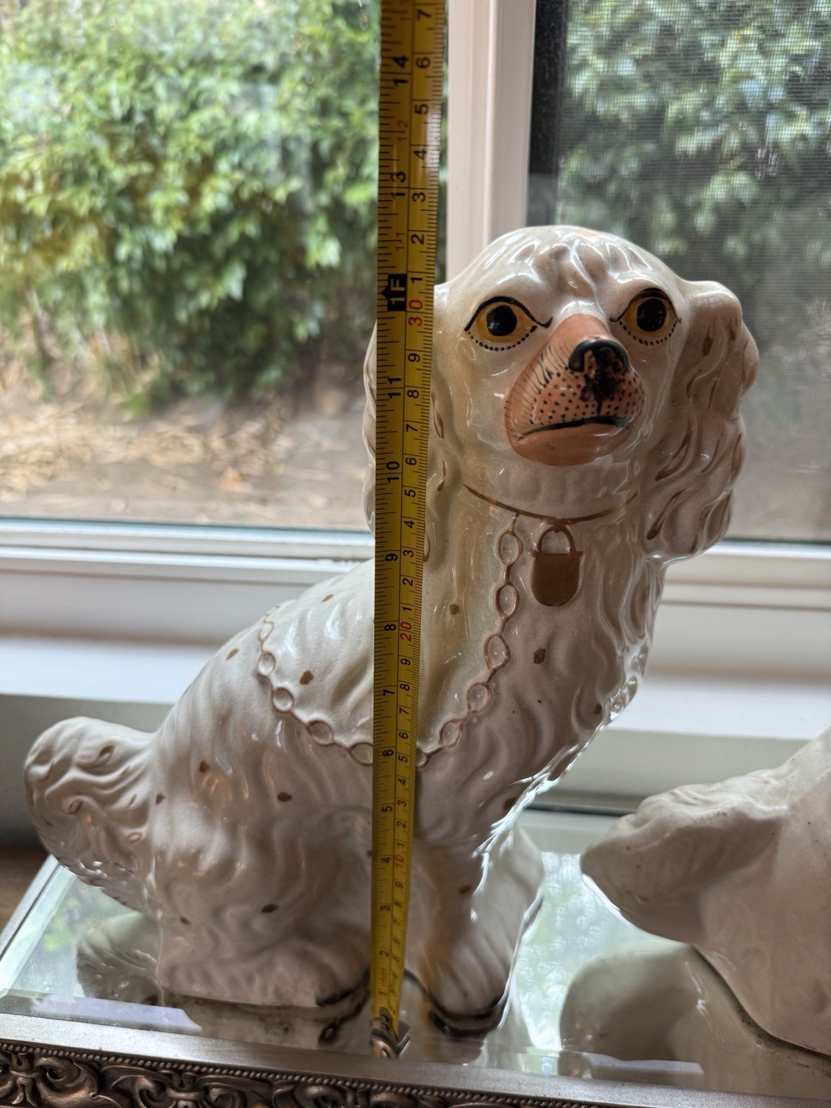 RARE PAIR ANTIQUE CIRCA 1890-1900 VICTORIAN STAFFORDSHIRE SPANIEL DOG FIGURINES