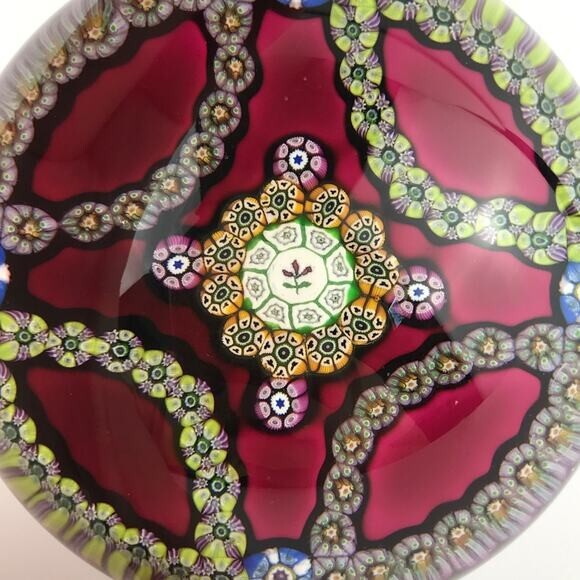 Perthshire 1974D Millefiori Garland Central Colored Flower Cane Paperweight