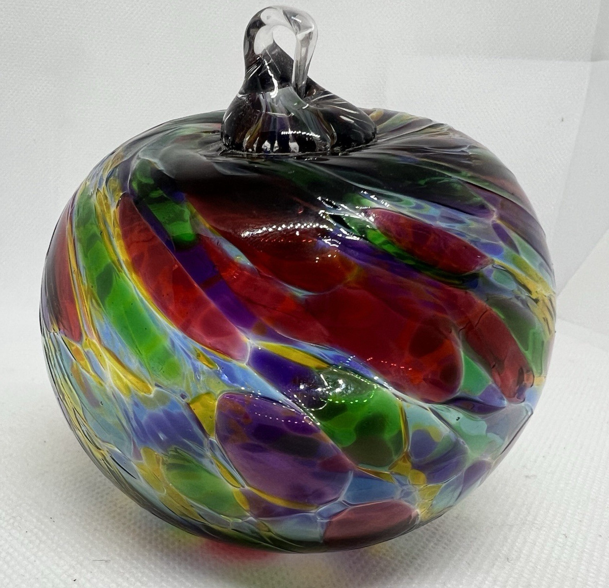 Blown Art Glass Friendship Witches Ball Orb Multicolor Ornament Approx 4″ x 4″
