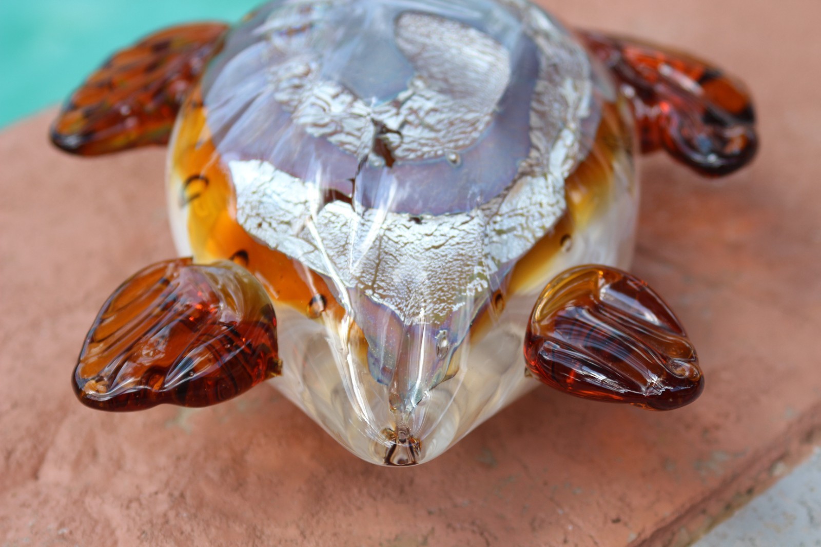 Murano Alfredo Barbini Art Glass Sea Turtle 7″ White Fenicio Swirl Sculpture