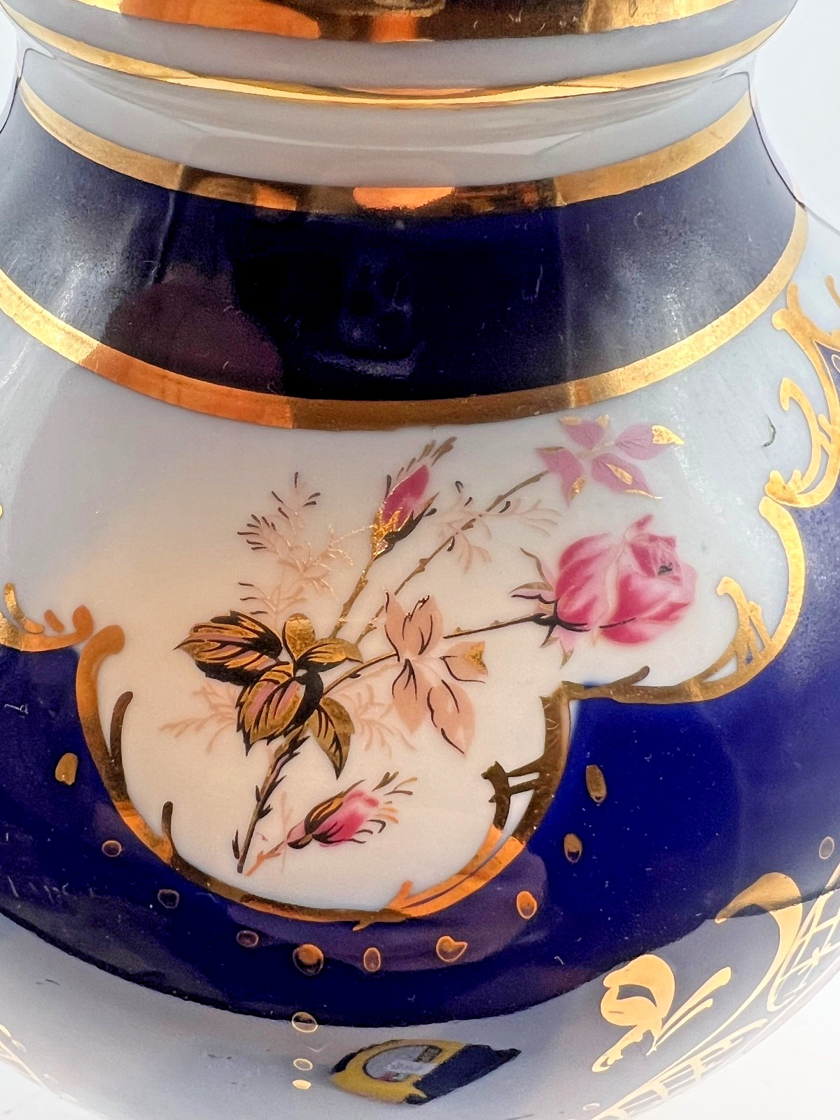 Fine Egyption porcelain vase with cobalt blue,gold,gilt, and pastoral scenes