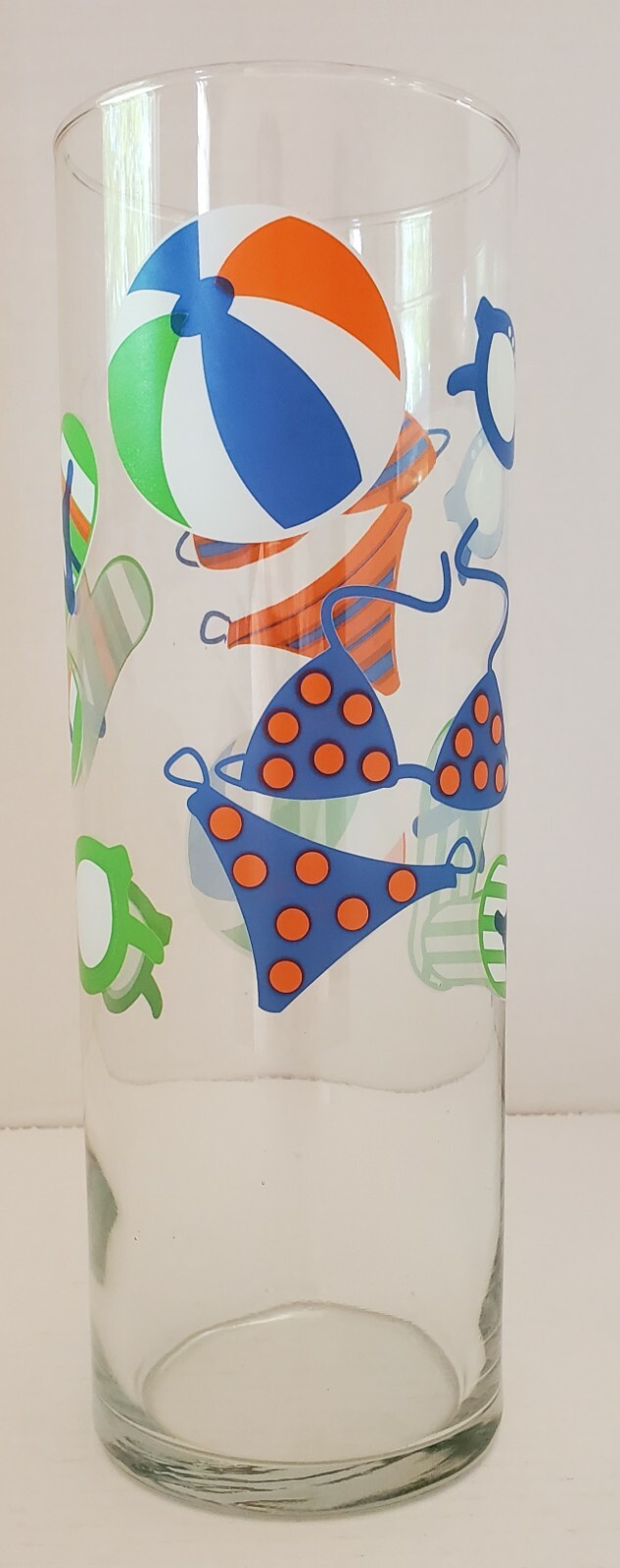 Clear Glass Vase Bikini Flip Flop Beach Ball Summer Fun sun glasses summertime