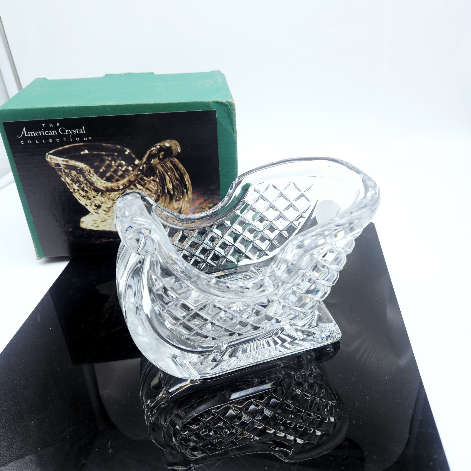 American Crystal Holiday Christmas Sleigh Figurine 7.5″ in Original Box 