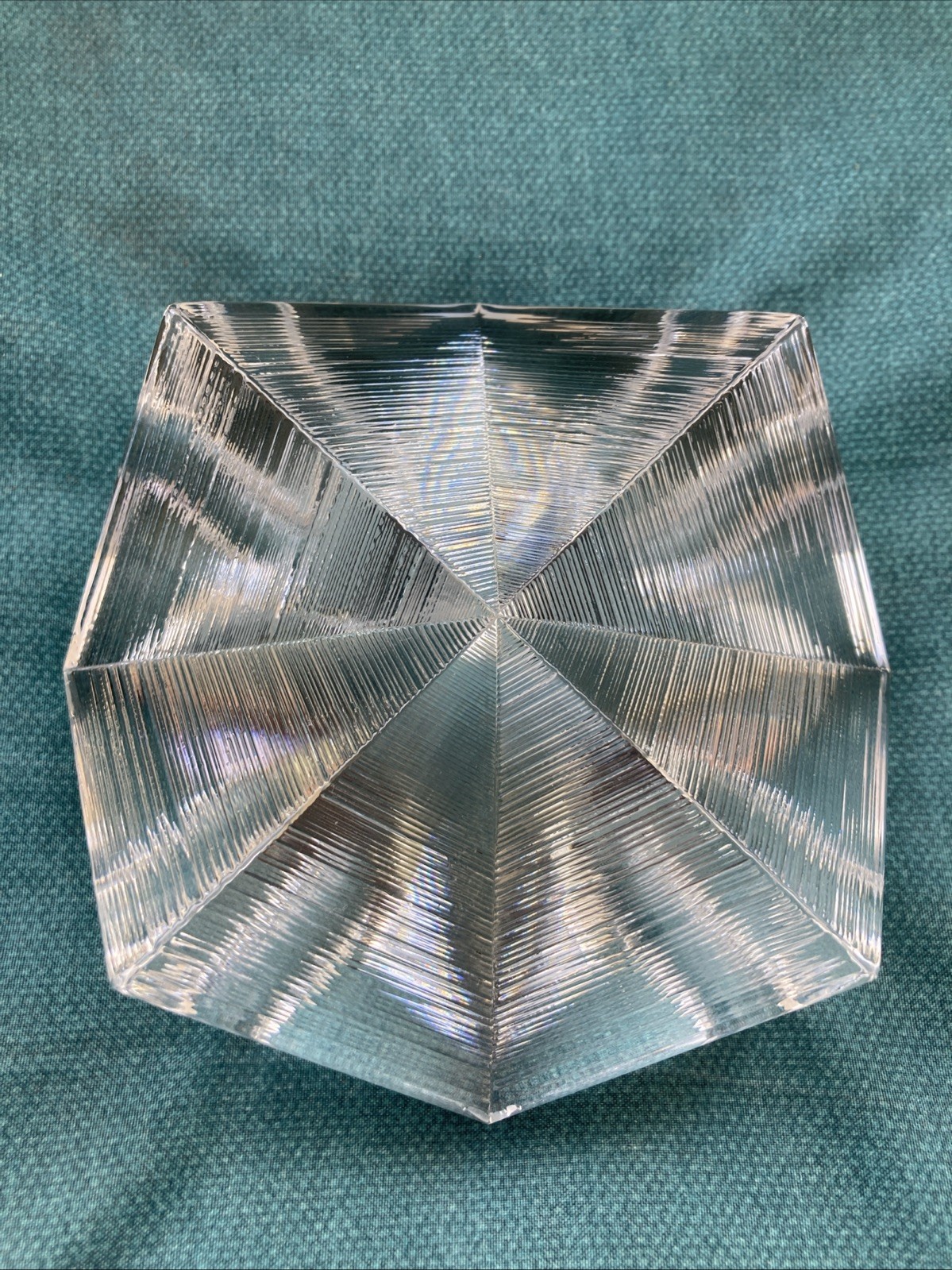 MCM Vintage Eva Englund Sweden Art Glass Geometric 5 1/4″ Ashtray * XLNT!