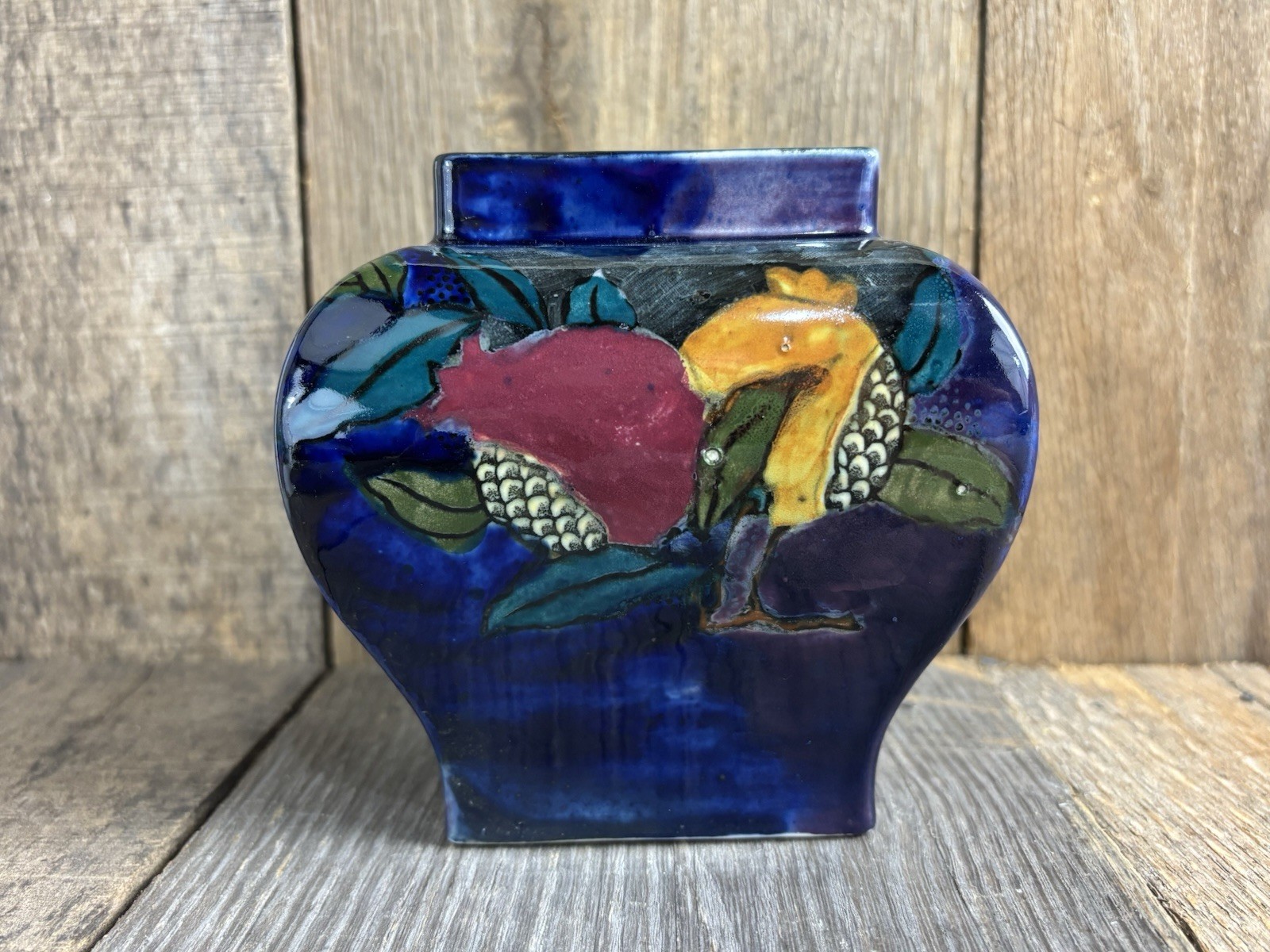 Hancock & Sons Rubens Ware Vase Hand Painted Pomegranate 4.25” Tall