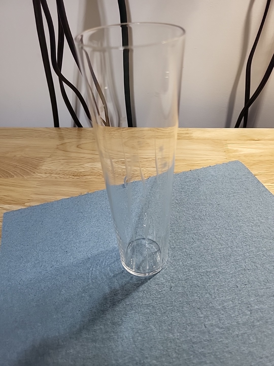 Vintage Crystal Clear Glass Bud Vase Acid Etched Flowers V16