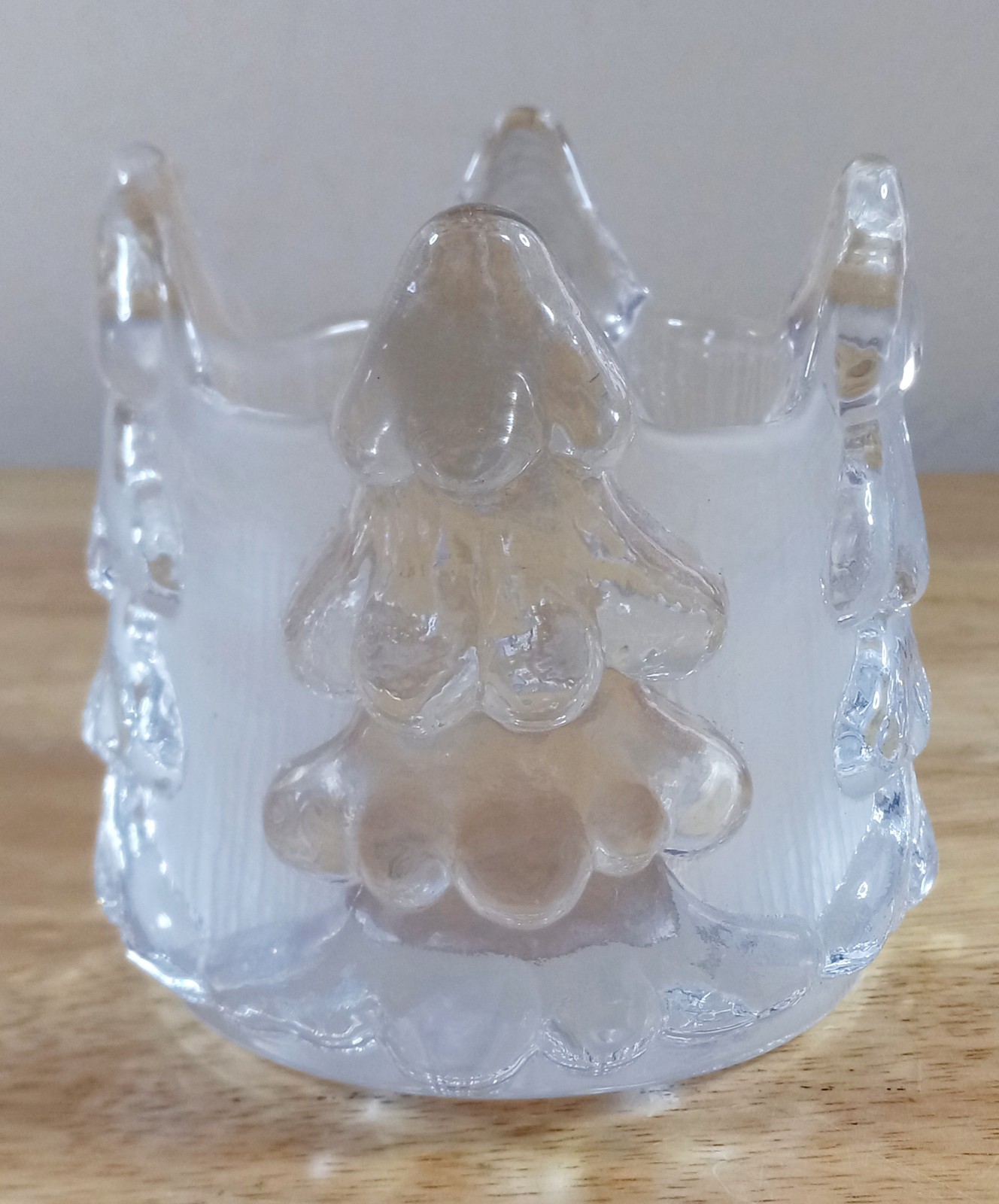 VTG 2pc Nybro Sweden Crystal Tea Light Votive Holders Volcano Christmas Tree EUC