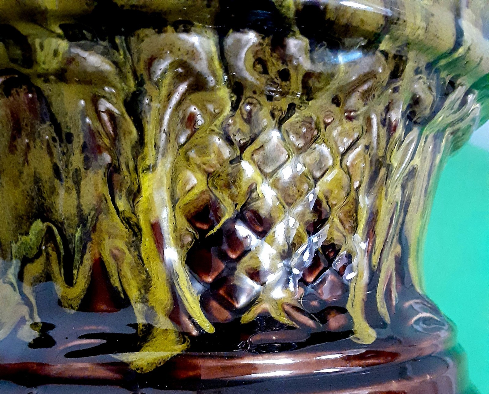 Vintage MCM Footed Large Planter Pottery Neon Lava Glazed California Originals