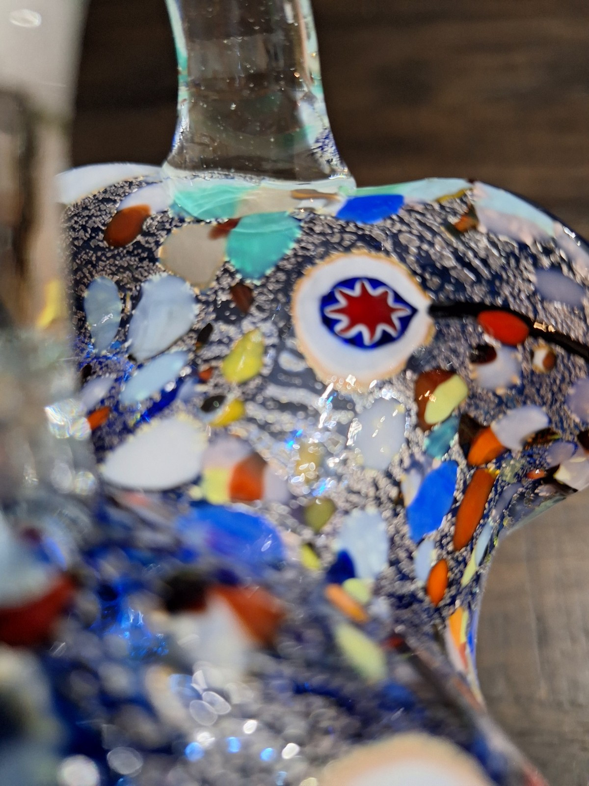 Murano Harlequin Millefiori Handkerchief Jug CC Zecchin Made In Italy 3 3/4″H