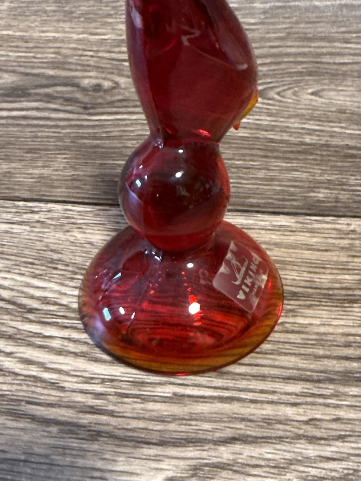 Viking Glass Epic Line Ruby Red Long Tail Bird Figurine 9.5” Vintage
