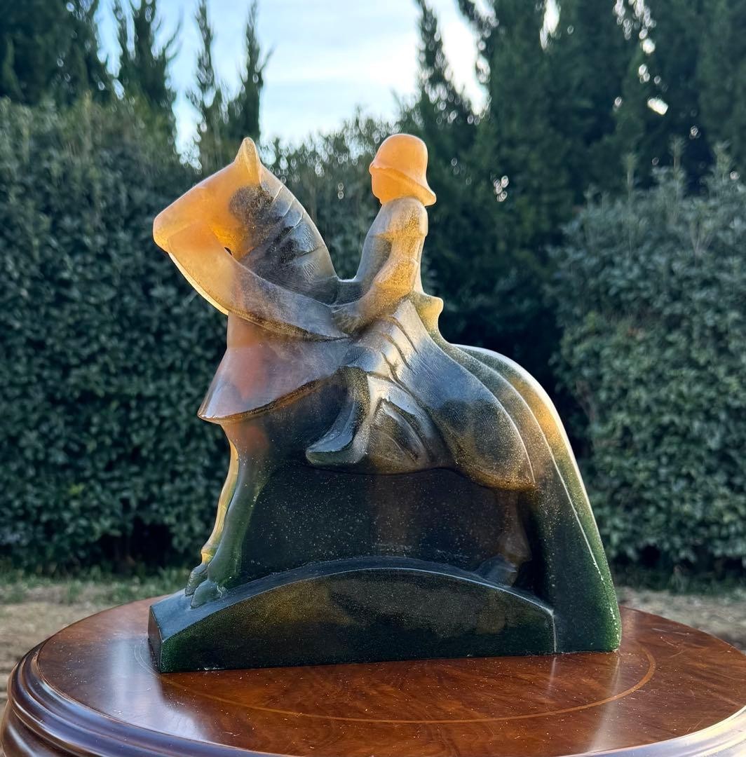 Daum France pâte de verre Large Knight Statue Sword Missing Limited 15/150