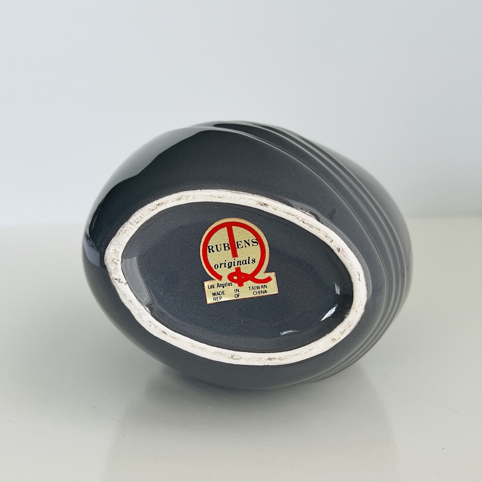 Vintage Rubens Originals Los Angeles Vase Original Label Grey 1980s Art Deco 7”T