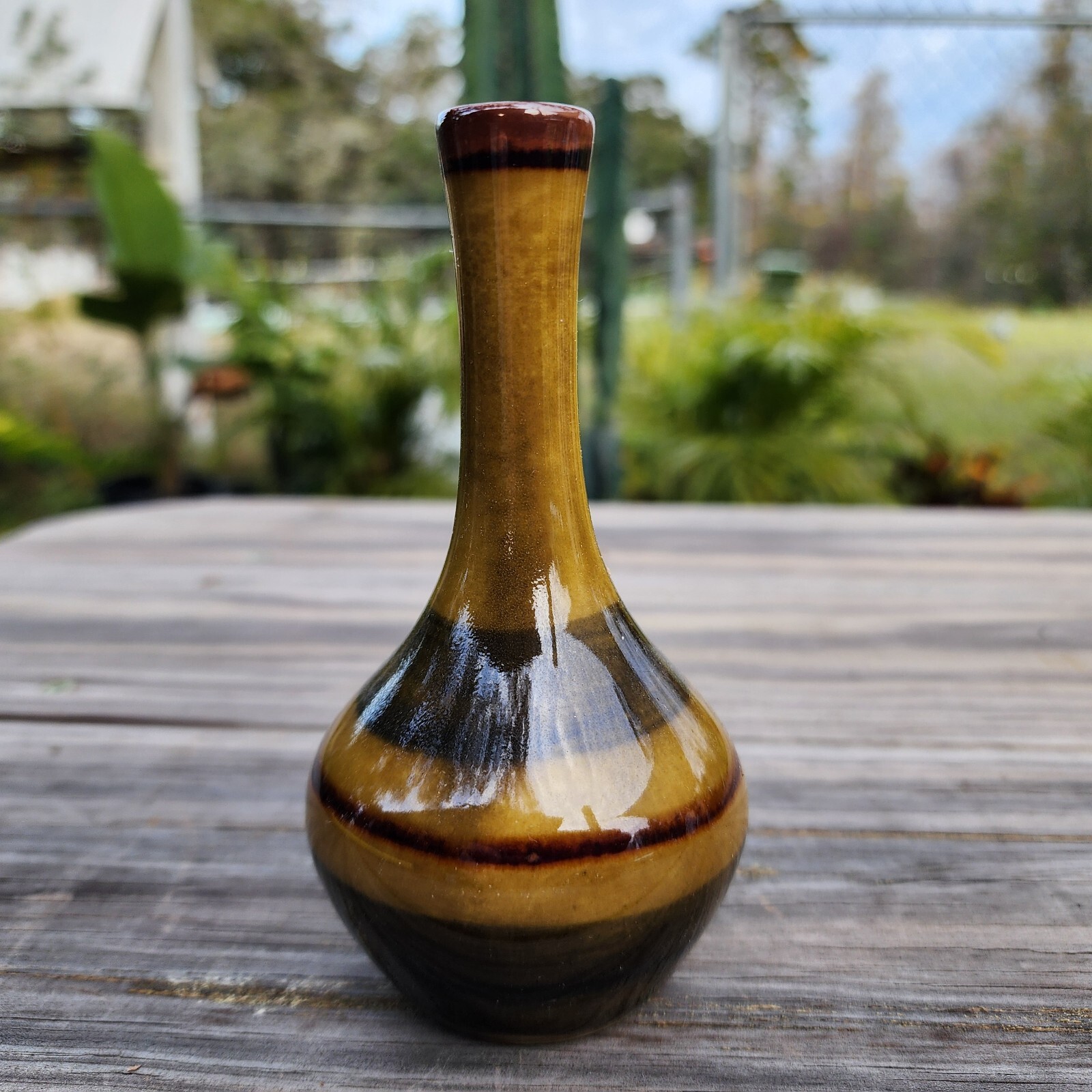 Vintage Bud Vase OMC? Japan Small Mid-century modern Art Pottery Vase 5″