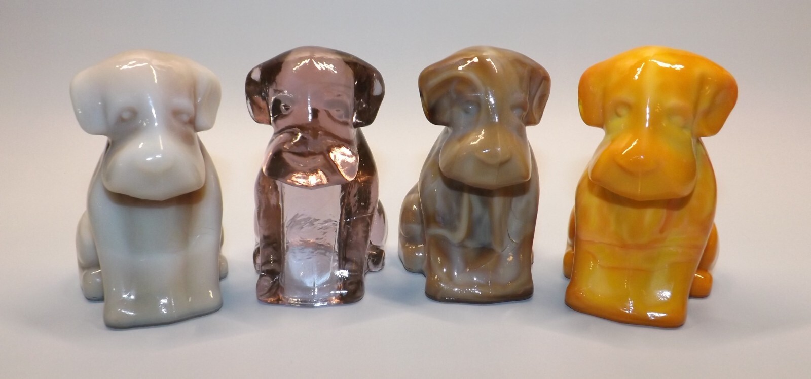 Vintage Degenhart Glass Pooche Dog, Pooch Dogs, Lot of 4, #2