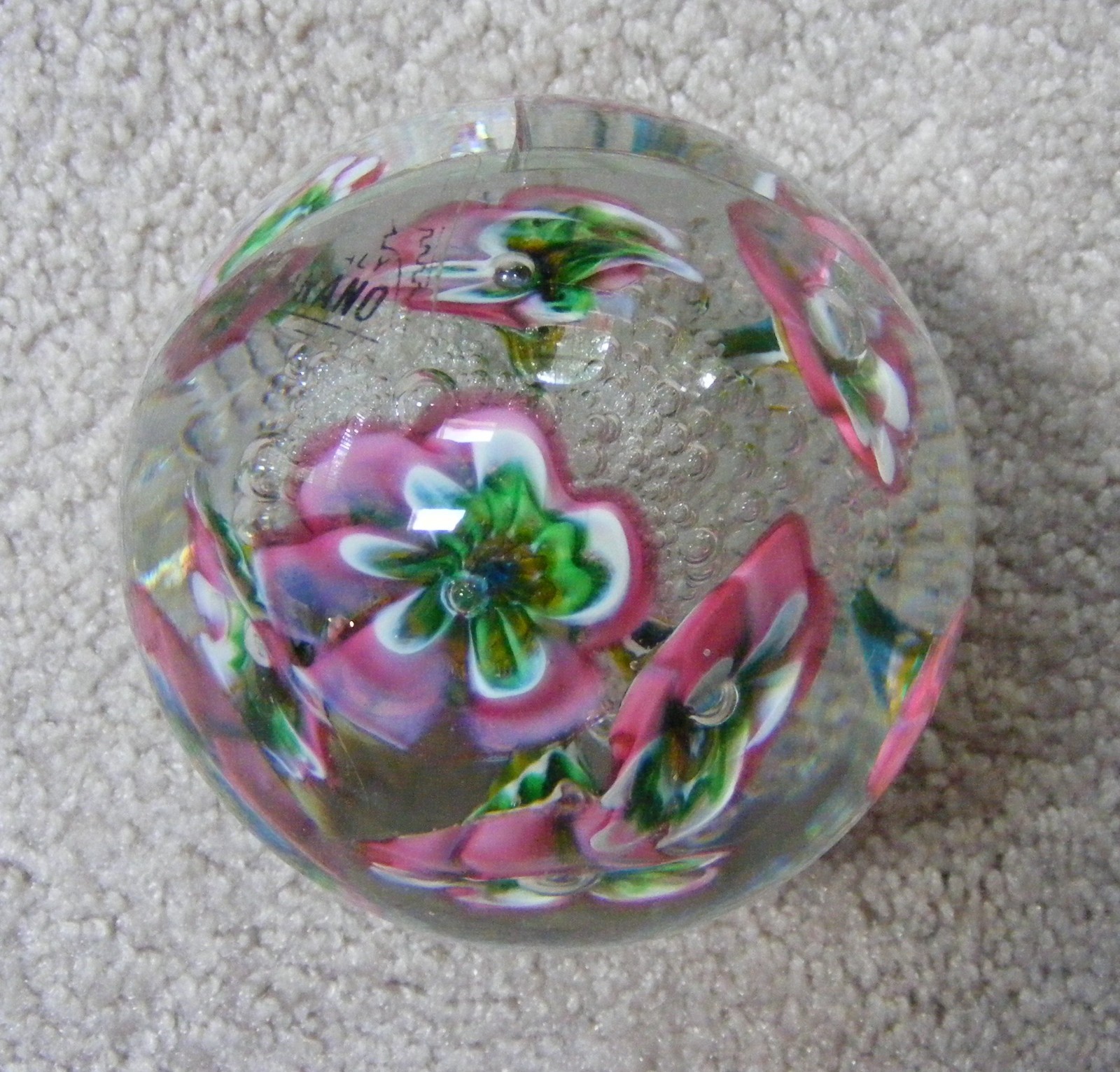 Murano Art Glass Paperweight About 3.5-Inches Tall with 3 Cracks, Sold “As Is”