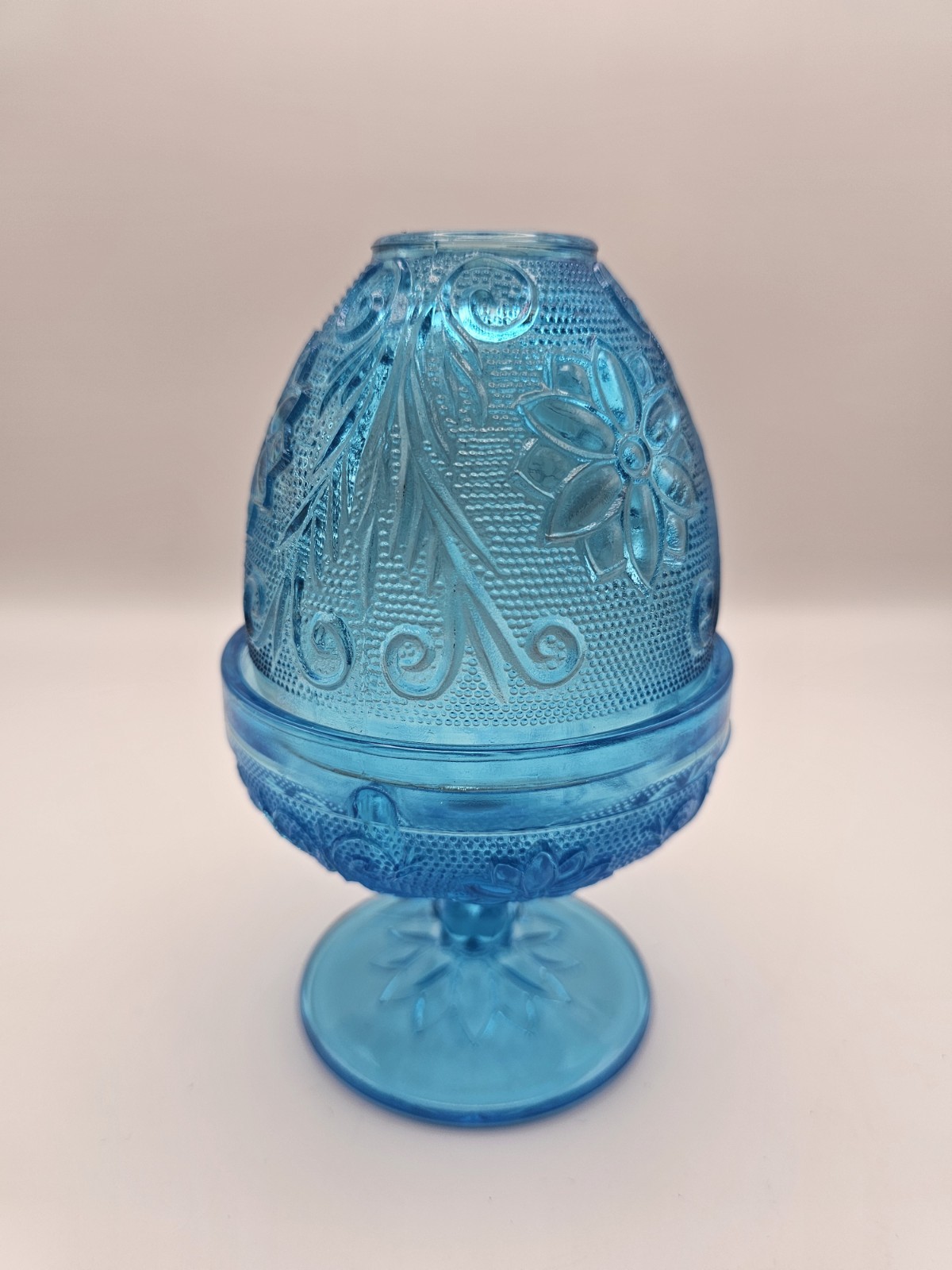Indiana Glass Tiara fairy lamp in the Horizon Blue color-UV Reactive-See pics